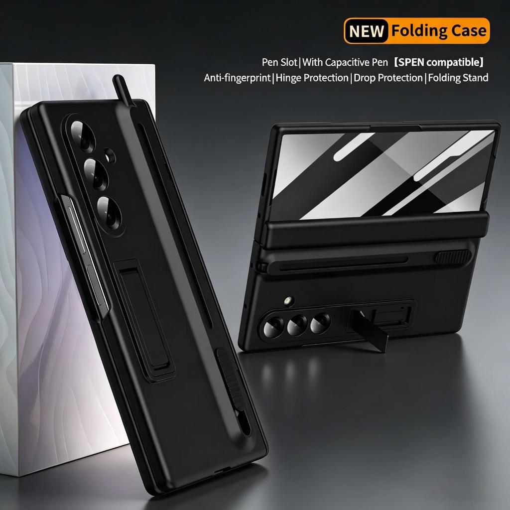 Avec Film Protecteur d'Écran en Verre Coque de Protection pour Charnière Complète pour Samsung Galaxy Fold 8 7 6 5 4 3 avec Stylo et Support Caché Housse antichoc