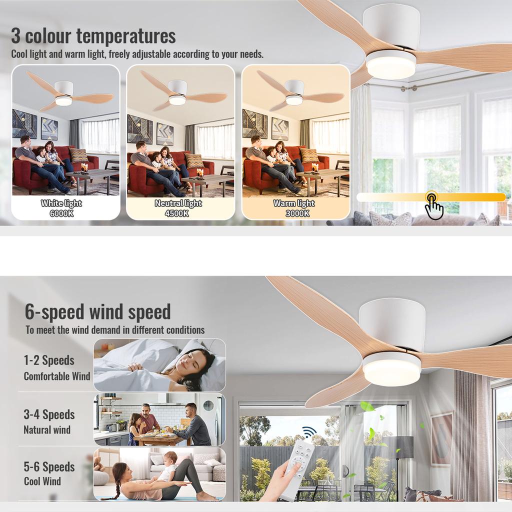 IRALAN Modern Ceiling Lamp With Fan Infinitely Adjustable Lighting Without Noise Decoration Home For Living Room Bedroom