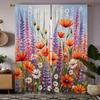 2-piece HD Digital Color Department Autumn Wildflower Lavender Curtain Home Decoration Style Decorate Living Room Bedroom Wear R
