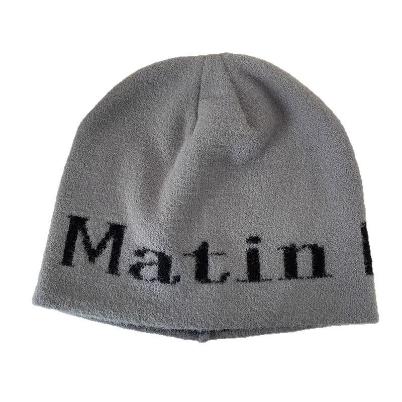 Niche Personalized Letter Wool Hat Autumn and Winter Cold Hat Warm Ear Protector Melon Fur Hat Street Knitted Hat Tide