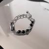 Unisex Dark Gray Titanium Steel Bangle with Gray Diamonds: Trendy, Niche Design, Light Luxury
