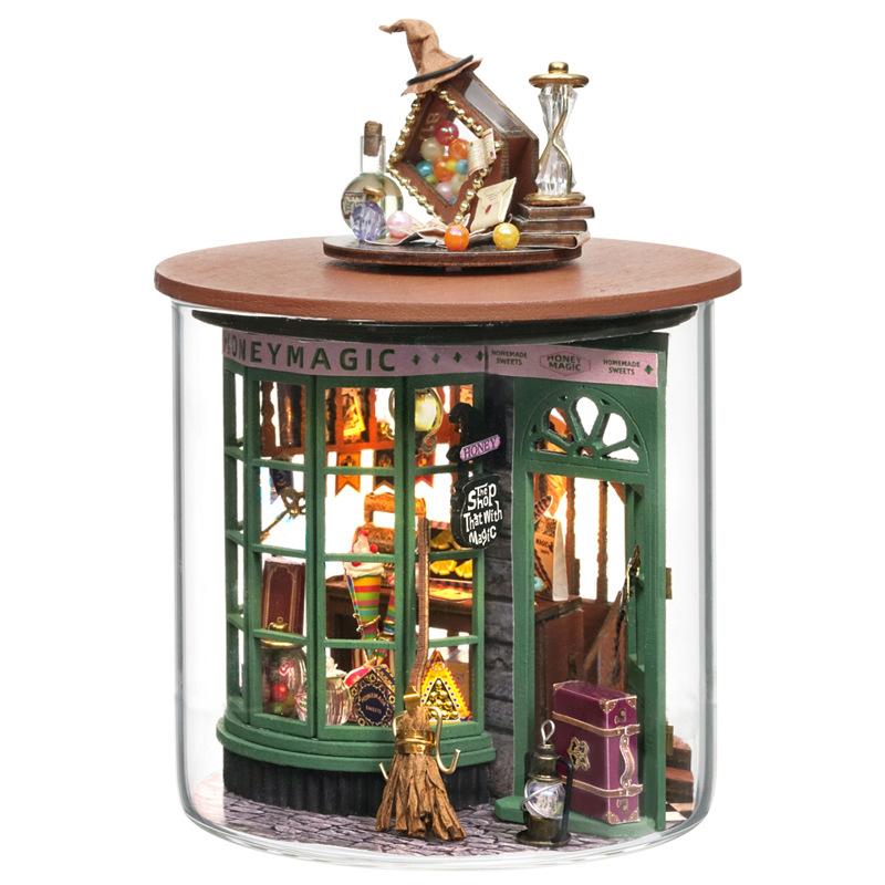 

Magical Wooden Miniature Doll House DIY Assembly Building Model Kit Production of Small Room Toys Decorations with Furniture