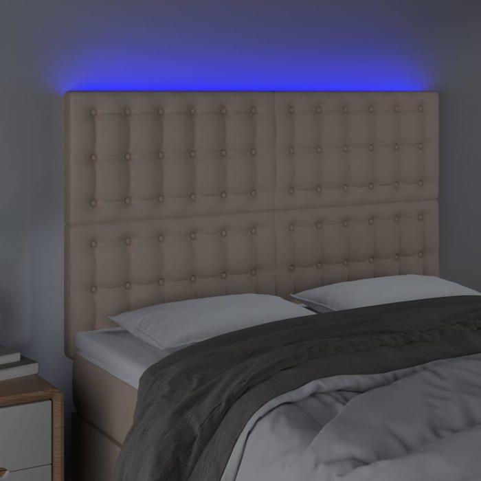 VidaXL LED Headboard Bedroom Furniture Double Bed Accessory Head of Bed Frame Interior Cappuccino 3122519