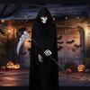 Black Cloak With Hood Halloween Vampire Hooded Cloak Capes Robes Full Length Unisex Dress Up Clothes With Gloves Cosplay
