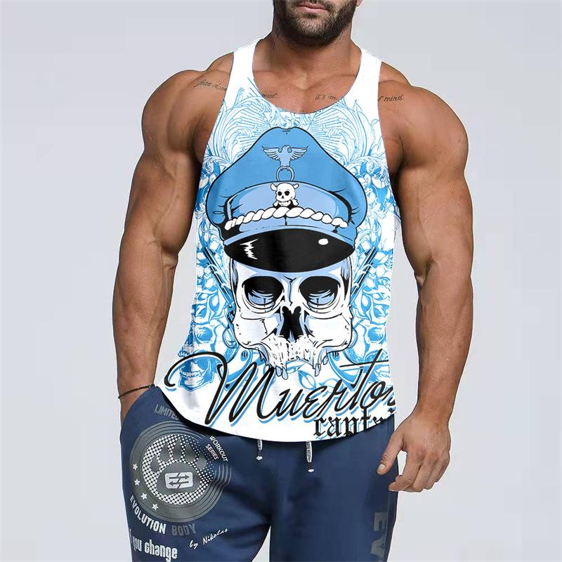 Skeleton Nightmare 3D Printed Large Size Trendy Sleeveless Men's Tank Top