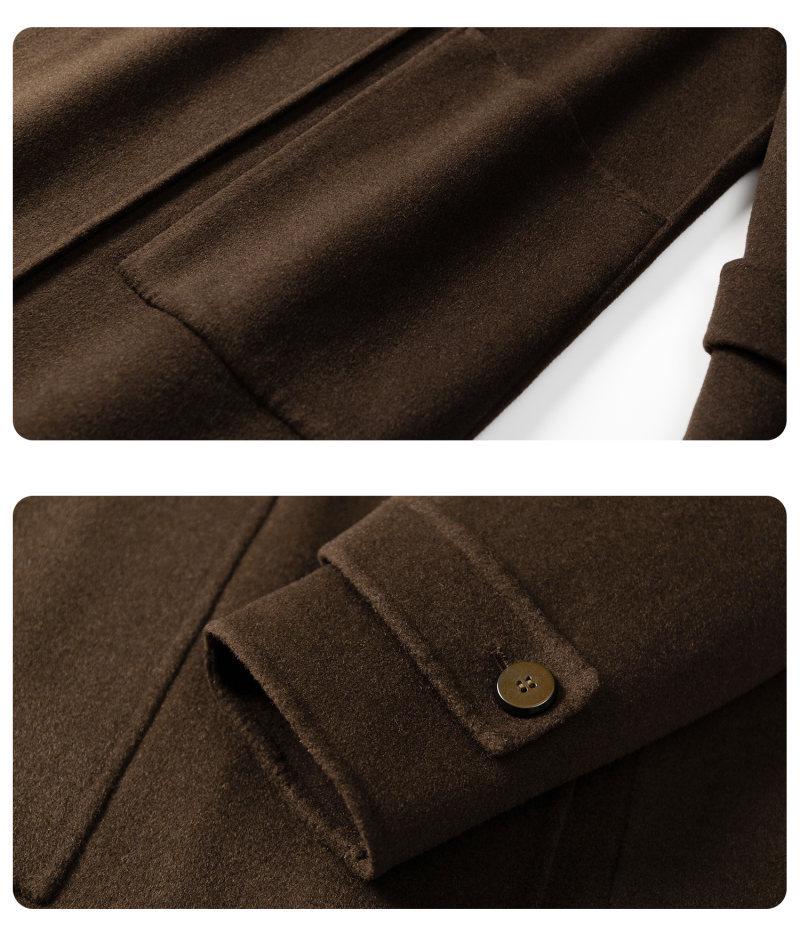 Men's Double-Sided Wool Blend Mid-Length Coat: Thickened Korean-Style Windbreaker for Autumn and Winter.