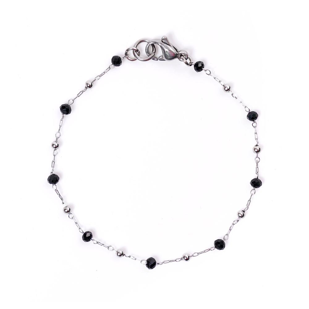 Jbans Classic Black Stone Point Slim Surgical Steel Chain Bracelet (C2003-Ac669_Sv)