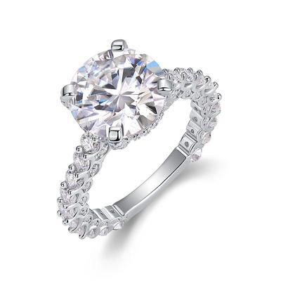 Fashion S925 Silver Ring Children'S Niche, Light Luxury And High Sense Stacking Wearing 5 Carat Moissanite Ring