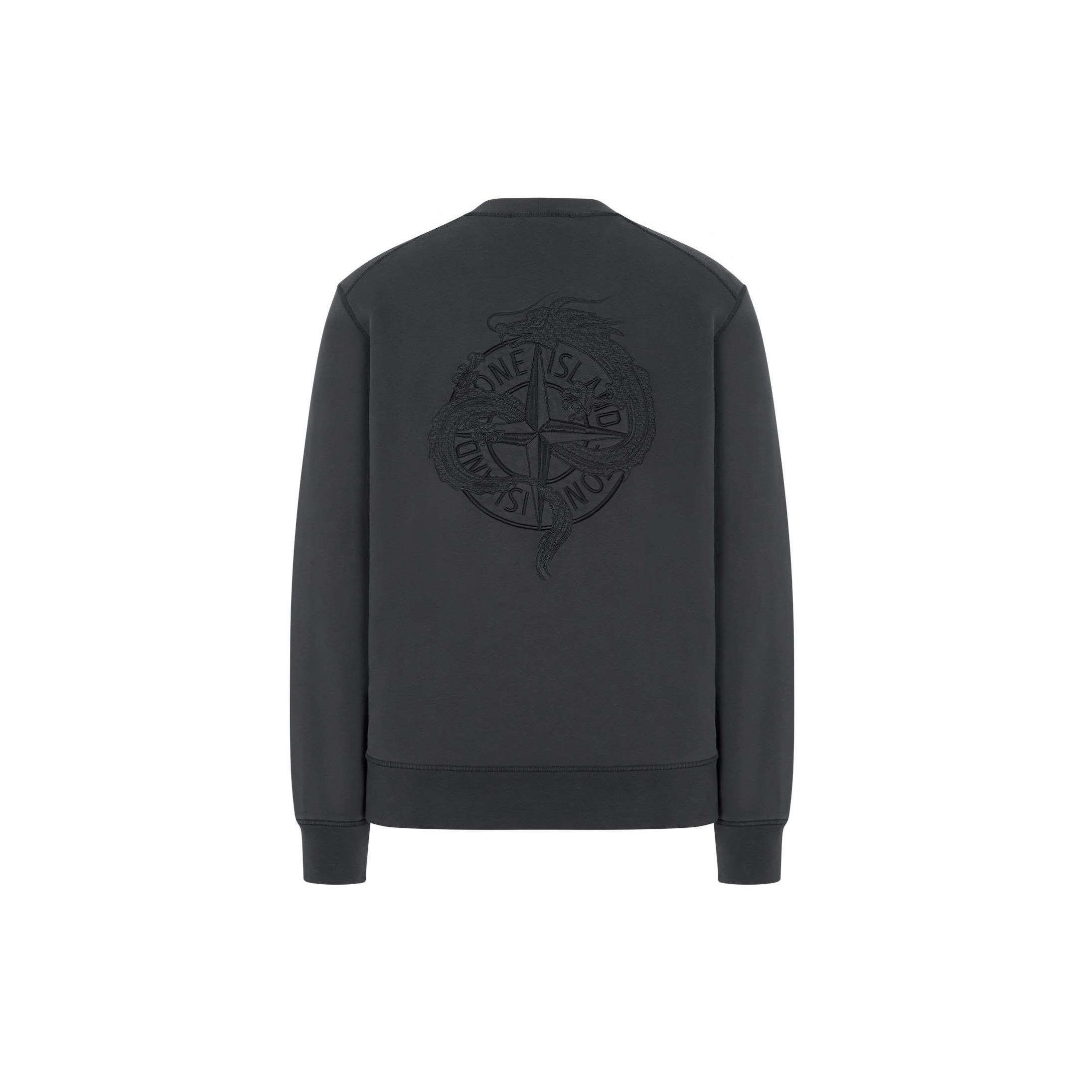 Stone Island SS24 Jaar van de Draak Speciale Collectie Geborduurd Casual Pasvorm Pullover Ronde Hals Sweatshirt Unisex sweatshirt 8025665CA-V0062 S