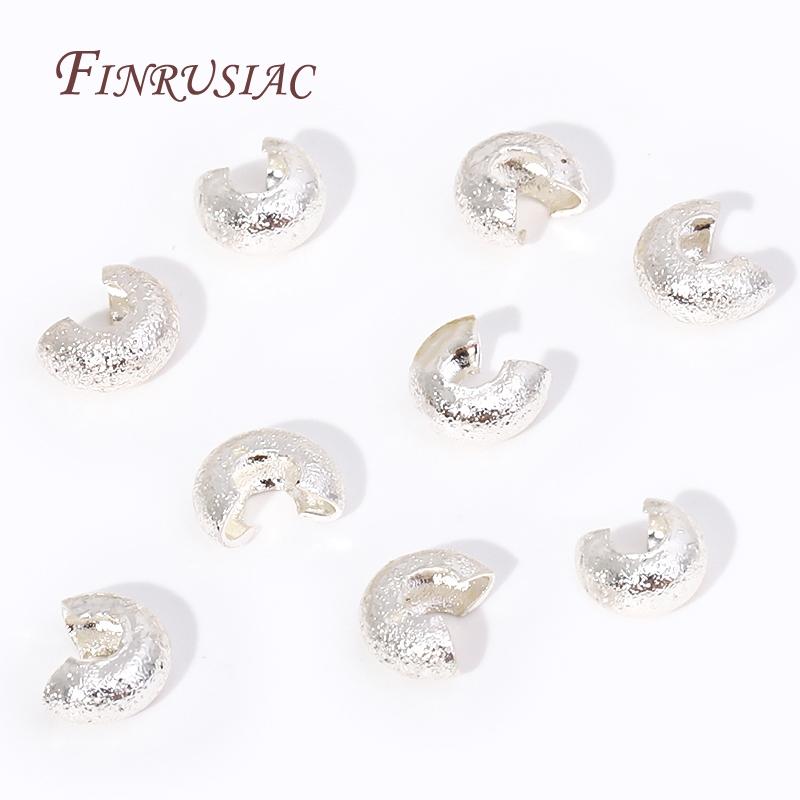 50/100Pcs 3/4MM Copper Open Crimp Bead Covers Fittings 18K Gold Plated Round Covers Crimp End Beads Supplies For Jewelry