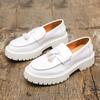 Designer New Men's White Black Platform Height Increasing Casual Shoes Male Tassels Loafers Formal Flats Dress Footwear