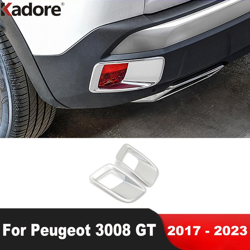 Rear Fog Light Lamp Cover Trim For Peugeot 3008 GT 2017-   Chrome Car Rear Bumper Foglight Bezel Trims Accessories