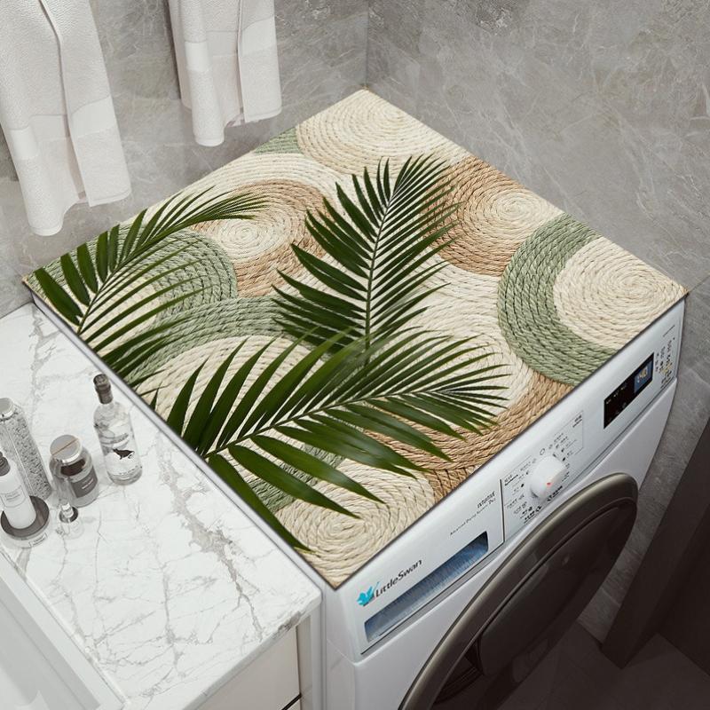 Various Sizes Vintage Checkered Printed Washing Machine Dust Cover Pad, Quick-Dry Absorbent Protective Top Mat for Washer and Dryer