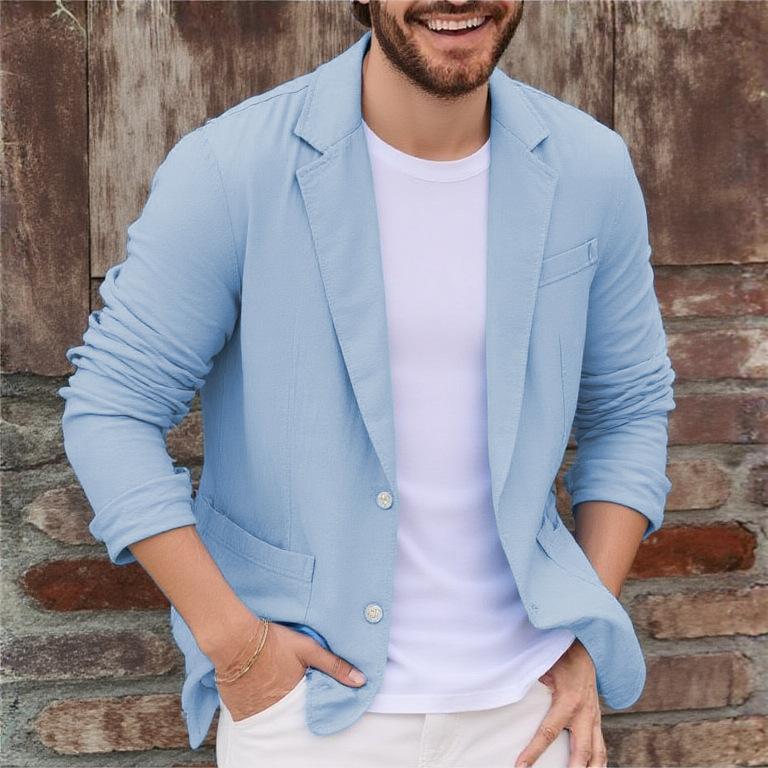 Giacca Blazer Suit da Uomo Traspirante in Lino e Cotone per Uomo Cappotto per Estate Business Abbigliamento Maschile Leggero