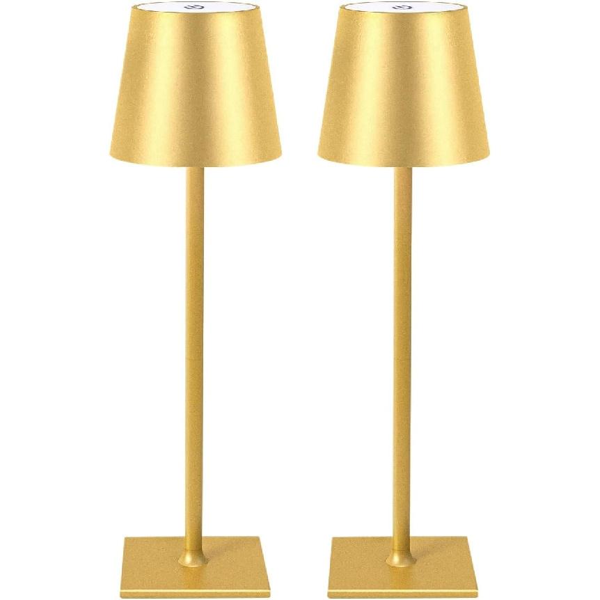 CHLORANTHUS 2 Pack Cordless Table Lamps, 3 Colors Stepless Dimming, 5000mAh Rechargeable Battery LED Desk Lamp for Bedroom/Couple