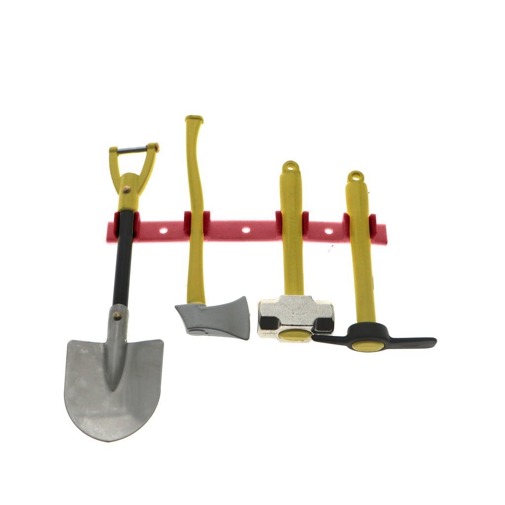 Kit di attrezzi decorativi a forma di pala, martello, ascia, piccone in metallo per auto RC SCX10 -4 D90