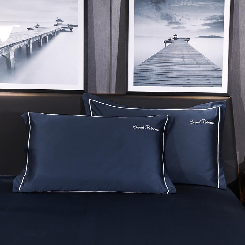 

2 шт./комплект белая полиэстеровая наволочка стандартная наволочка атласная высококачественные наволочки для кровати гостиной многоцветные 48*74 см 48x74cm темно-синий
