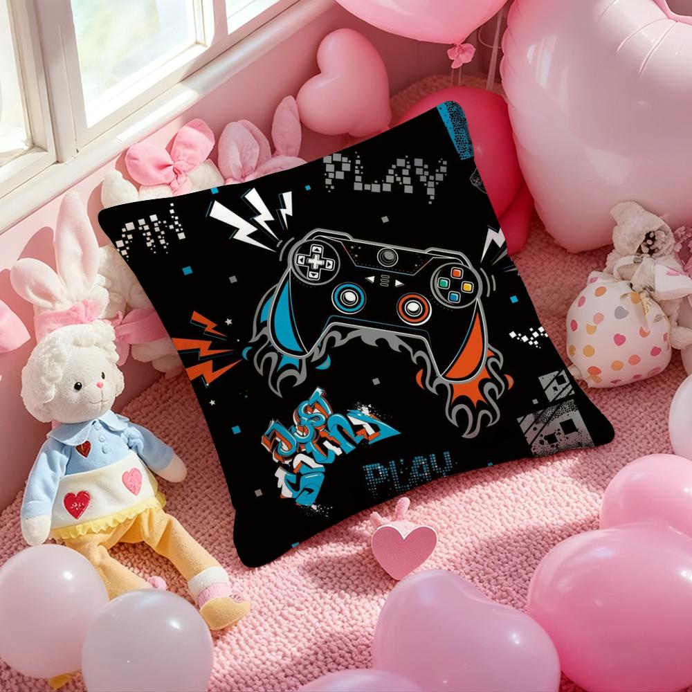 Game Gamepad Colorful Graffiti Cushion Cover Pattern Printed Pillowcase for Living Room Sofa Cushion Cover & Bedroom Decor