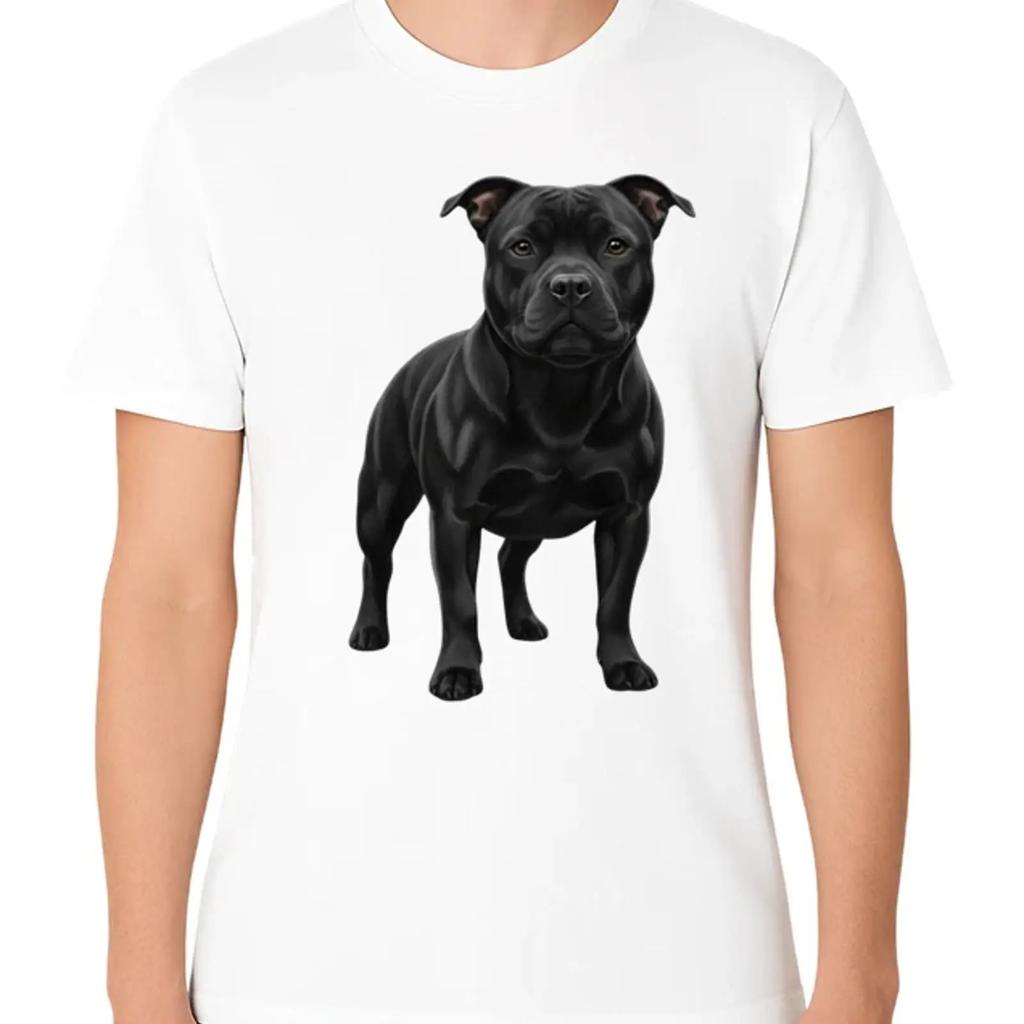 Staffordshire Bull Terrier T Shirt Muscular Dog Breed Portrait Vintage Washed Designer Clothes Slightly Homme Breathable Soft