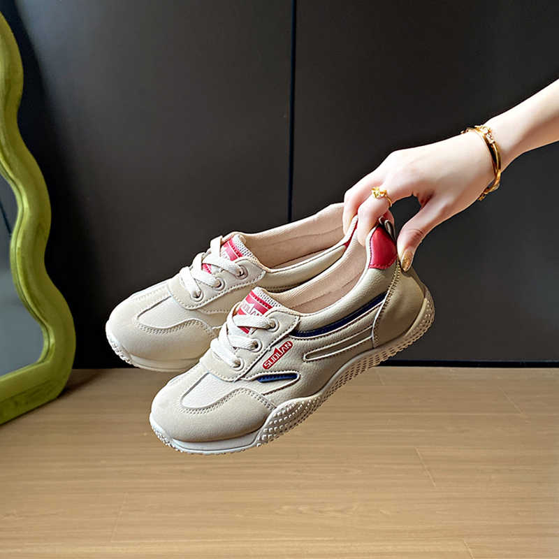 Fashion Round Foot Spring-autumn Women Magenta Vulcanize Sneakers Beige Spring Shoes Young Sport Tenia Tenise High Grade Vzuttya