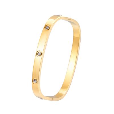New Square Ten Crystal Woman Bracelets Stainless Steel  Love Bangles  Cubic Zirconia Golden Woman Jewelry