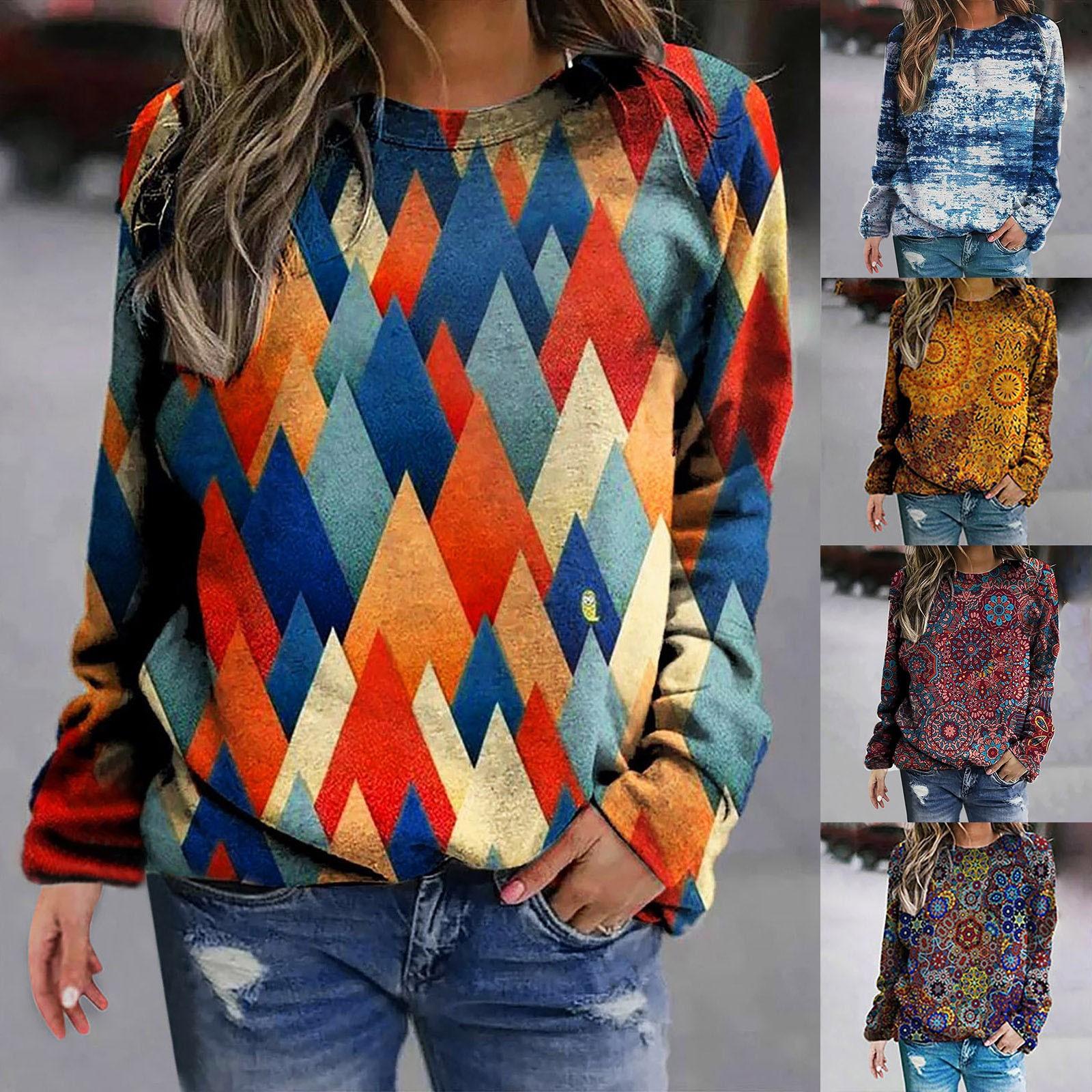 

Женские повседневные свитшоты с принтом Thermal Crewneck с длинным рукавом футболки Свободный топ