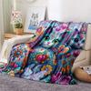 1PC Cat Styles  Print FlAannel Blanket, High quality Comfortable for All Seasons, Home Decor, Warmth and Comfort