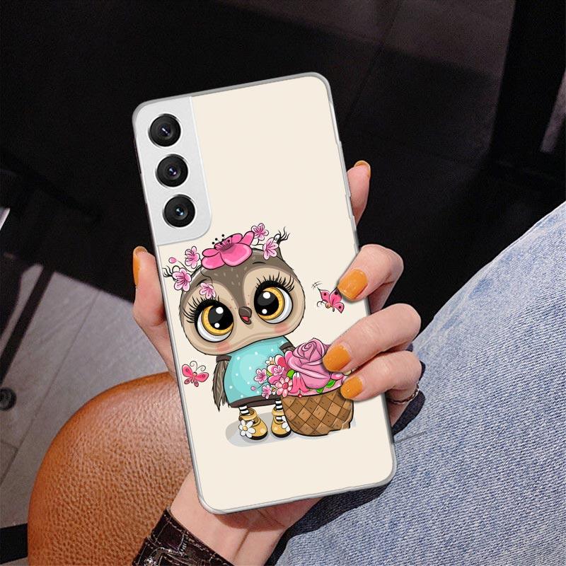 Cute Owl Hearts Lover Phnoe Case for Samsung Galaxy S26 S25 Edge S23 S24 Ultra S22 Plus S21 S20 FE Unique Cover Soft Coque Galax