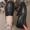 Women's leather flat shoes, spring and autumn women's loafers single classic mom shoes