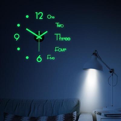 3D Wall Clock Luminous Frameless Wall Clocks DIY Digital Clock Wall Stickers Silent Clock for Home Living Room Office Wall Decor