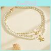 Star Pearl Pendant Necklace With Multi Layer Chain For Women And Men