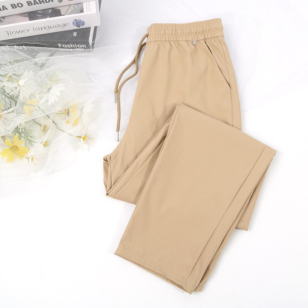 Women's High Rise Wide Leg Pants Straight Leg Cargo Pants Thin Quick Dry Solid Drawstring Casual Summer Trousers