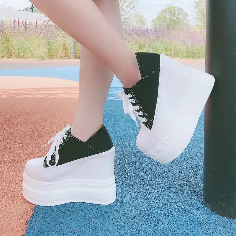 Fashion Women's Flat Platform Shoes 2025 spring Autumn Split Leather Casual Women Shoes Thick Sole Sneakers for Women Platform Shoes13CM