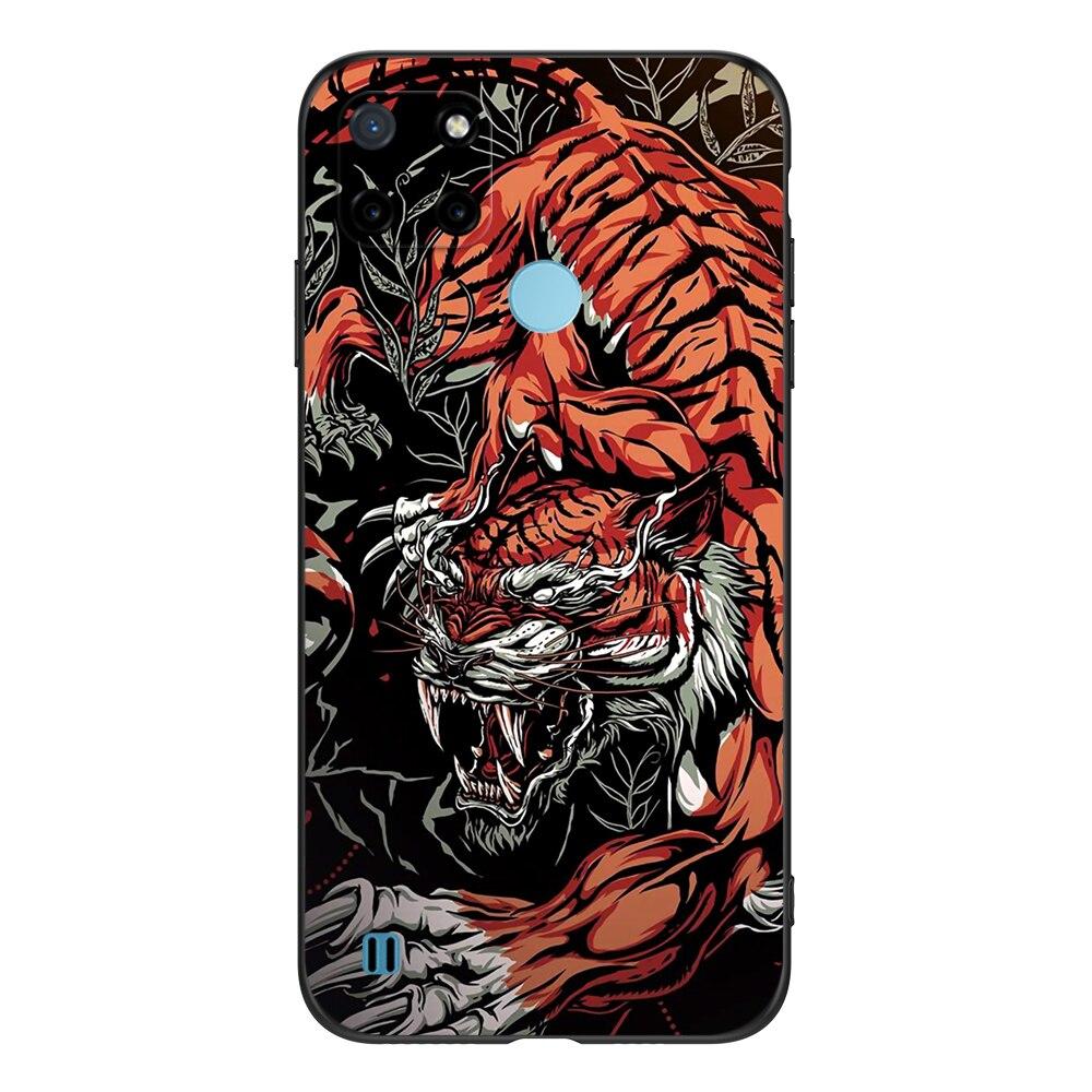 For Realme C21Y C25Y Case For OPPO Realme C21Y C25Y 4G Soft Case RMX3261 Coque 6.5inch Black Tpu Case Lion Wolf Tiger Dragon