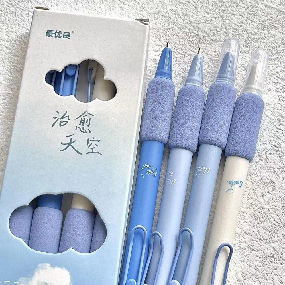 4PCS/Box 0.38MM Tip Fountain Pen Replaceable Ink Sac Gel Pen Quick-drying Neutral Pen  Student Test