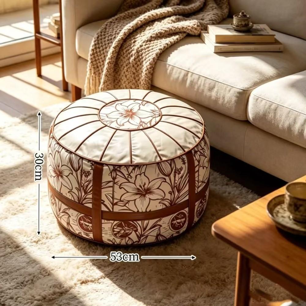 Fillable Design Ottoman Pouf Boho Pattern Storage Ottoman New Footstool Cover  Home Use