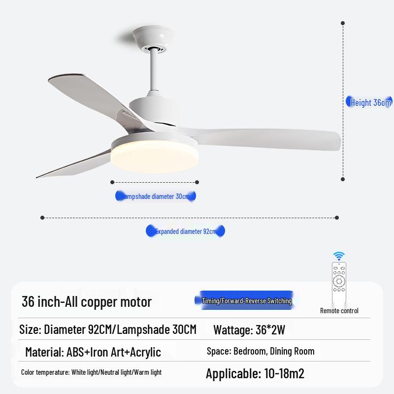 Nordic Industrial-Style Silent Ceiling Fan Chandelier for Home or Commercial Use