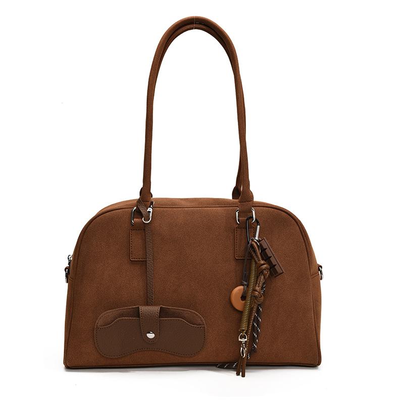

Big Size Women Bowling Bags Suede Pure Color Large Capacity Shoulder Crossbody Bag With Long Strap Luxury Designer Handbags 40x25x13cm