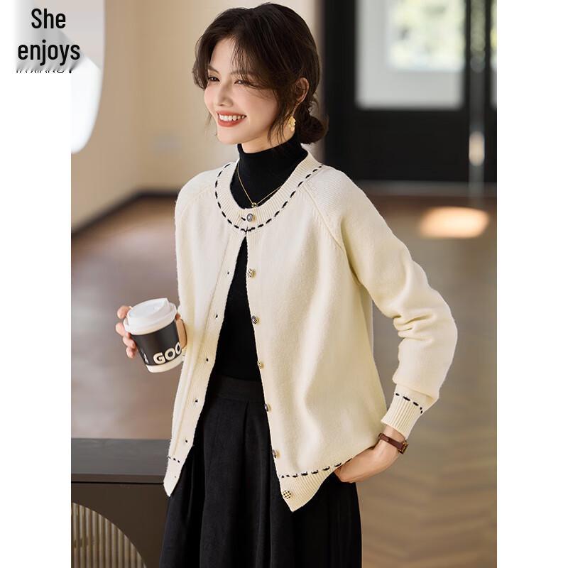 Women's Solid Color Round Neck Knitted Cardigan Sweater