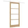 Sliding Door Natural 93 X 202 Cm Solid Pine Wood and Glass