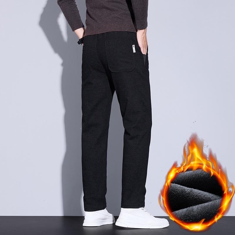 Men's Thermal Velvet Stretch Casual Pants - Thick, Soft, One-Piece Design