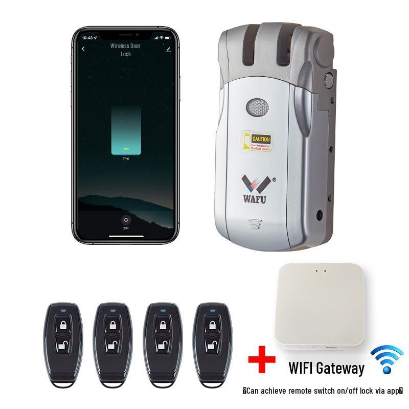 Wireless Remote-Control Smart Lock with Invisible Design and Electric Bull Head Lock for No-Drill Installation