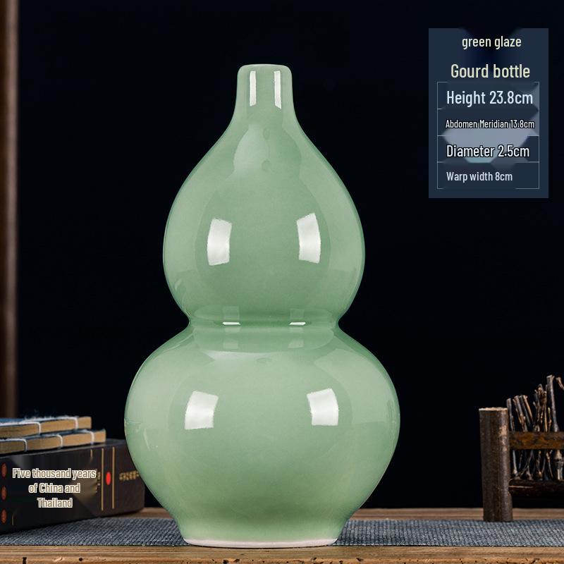 Green Glaze Antique Chinese-style Jingdezhen Ceramic Vase for Flower Arrangement and Home Decoration