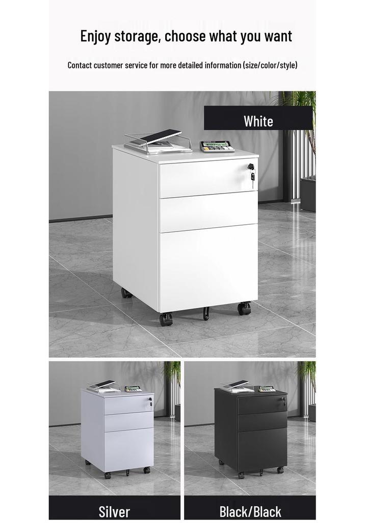 Under-Desk Metal Filing Cabinet with Lock, Mobile Office Storage Cabinet, Small Drawer Cabinet