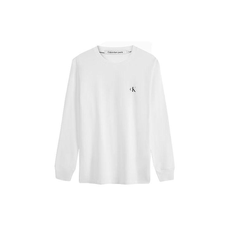 Calvin Klein Large Logo Round Neck Fashion Casual Letter Print Slim Fit Long Sleeve T-Shirt Unisex T-Shirt Moonlight-White J324477-YAF