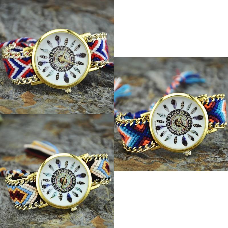 Orologio Intrecciato da Donna Dreamcatcher con Quadrante in Vetro per Regalo e Uso Casual