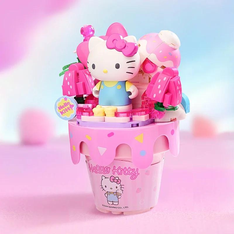 Keeppley Sanrio Building Blocks Ice Cream Cone Hello Kitty Kuromi Pochacco Cinnamoroll Bricks Model Mini Brick Figure Kid Toys