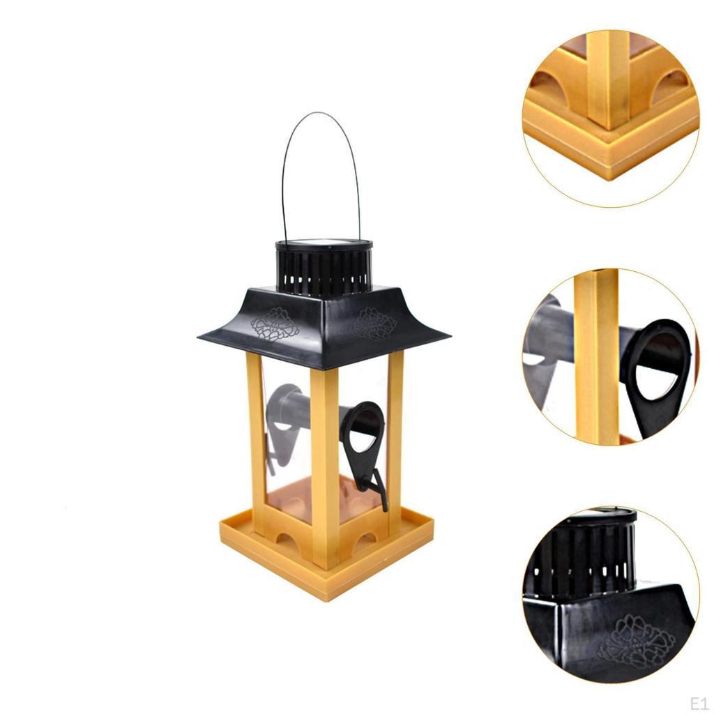 Solar Bird Feeder Food Container Decoration Ornament Hanging Feeding Pigeon for Yard