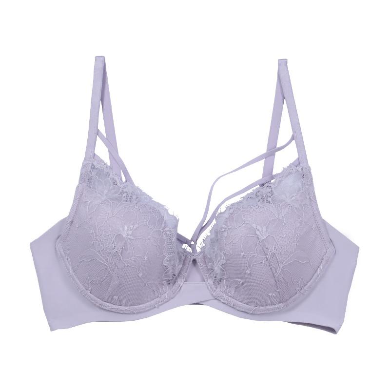 

Lace underwear big breasts show small breasts with summer thin women s bras breathable bras women gather 90D світло-фіолетового кольору