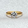 Jewelry Gold Four Claws 8mm White Round Diamond Ring Simple Ring